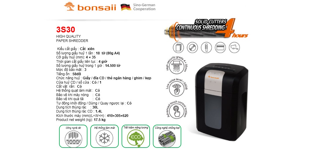 Máy hủy tài liệu Bonsai 3S30_001